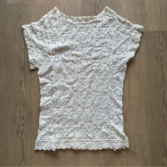 JOIE a la plage Balton Lace Tunic in Off White size XS swim cover up crochet - Picture 3 of 9